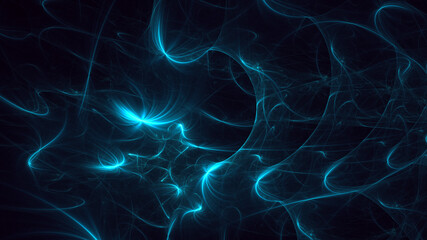 3D rendering abstract blue fractal light background