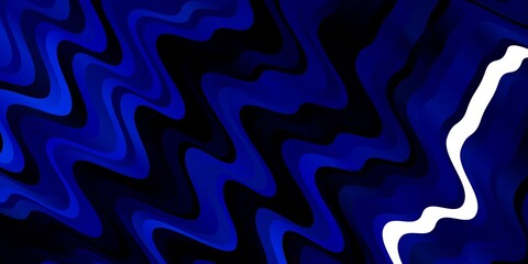 Dark BLUE vector pattern with lines. Colorful illustration with curved lines. Template for cellphones.