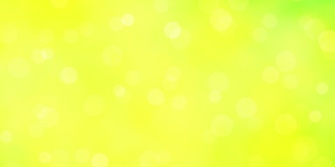 Light Green, Yellow vector background with bubbles. Abstract colorful disks on simple gradient background. Pattern for websites.