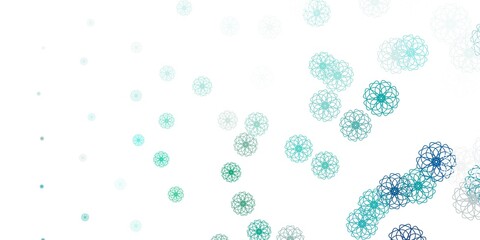 Light green vector doodle template with flowers.