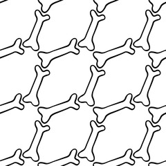 Seamless pattern with bones. Background and texture in Primitive cartoon style Doodle. For fabric, packaging, party, poster, banner