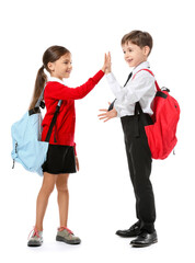 Little pupils on white background