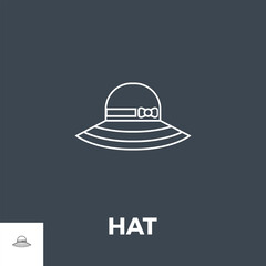 Hat Related Vector Thin Line Icon. Isolated on Black Background. Vector Illustration.