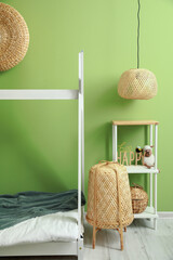 Interior of modern children's room with comfortable bed