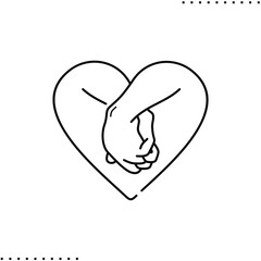 heart shape hands vector icon in outline