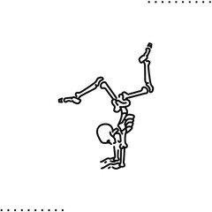 handstand human skeleton vector icon in outline