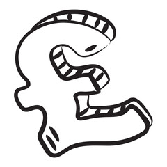 
Trendy doodle vector style, pound in editable hand drawn style 
