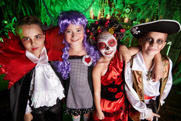 children in Halloween costumes