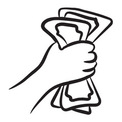 
Hand holding currency, paper money in editable style 
