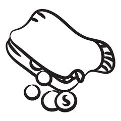 
Coin pouch icon design, money bag in editable doodle style 
