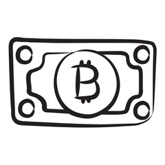 
Digital currency, cryptocurrency in doodle line style 
