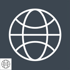 Globe Thin Line Vector Icon. Flat icon isolated on the black background. Editable EPS file. Vector illustration.