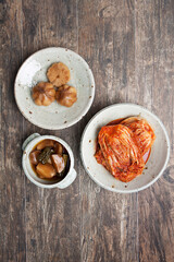 korean traditional food, kimchi and pickled vegetables