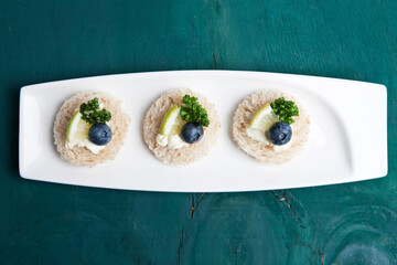 canape with blueberry and lemon