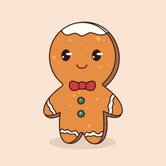 Cute gingerbread Christmas mascot design illustration