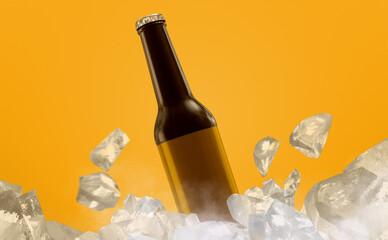 Amber Glass Beer Bottle MockUp Design