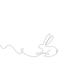 Bunny one line drawing on white background. Vector illustration