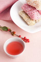 korean food, hangwa and schizandra tea
