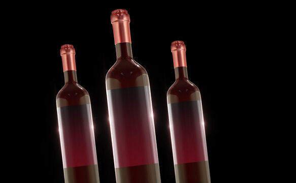 Bottle Wine  3D Rendering  Mockup Desing
