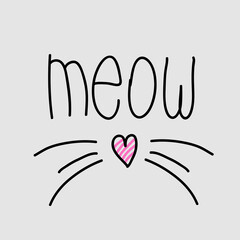 Fototapeta premium cute meow cat quotes. Vector