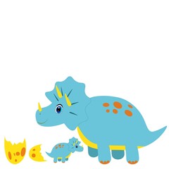 cute dino with baby character vector illustration