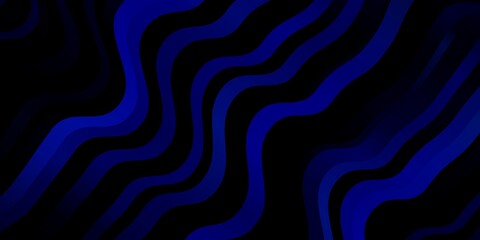 Dark BLUE vector layout with curves. Abstract illustration with bandy gradient lines. Template for cellphones.