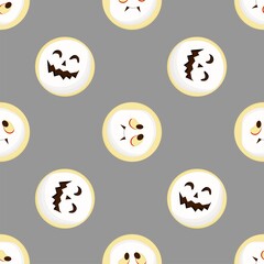 Wrapping paper design. Baking pattern seamless. Gray background. Halloween