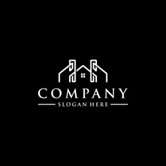 Letter H Hotel Building Logo Design Template Element, Abstract house vector logo, building and letter H home logo, in white color