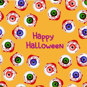 Halloween greeting card. Eyeball illustration. Happy Halloween