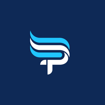 Letter P Wave logo design template, P letter with wave effect vector logo design