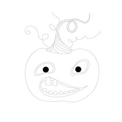 Fototapeta premium Halloween coloring book. Funny pumpkin on a white background. Children's coloring.