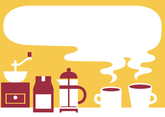 コーヒーセットのイラスト 背景