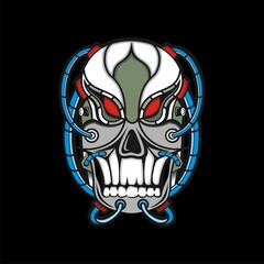 Skull robotic vector and illustration for tshirt design poster and media print