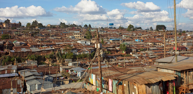 Shanty town on the edge of Nairobi, Kenya.