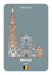 Church of Our Lady in Brugge, Belgium. Architectural symbols of European cities