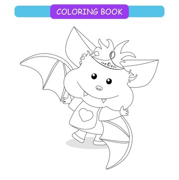 Coloring book for kids - rat smiling. Black and white cute cartoon unicorns. Vector illustration.	
