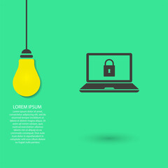 Laptop vector icon , lorem ipsum Flat design