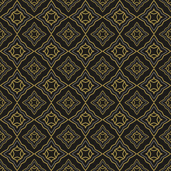 Modern geometric ornament on a black background seamless textile wallpaper for your design, vector graphic