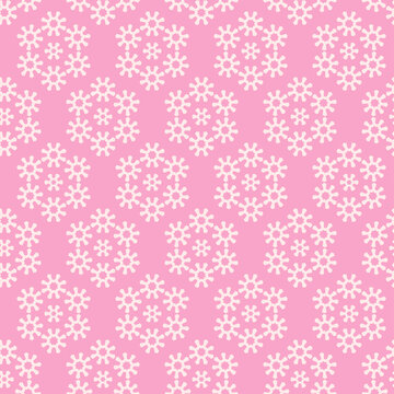 Cute floral pattern on a pink background seamless wallpaper, vector graphics.