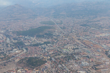 View of the outskirts of Podgorica from a height. Montenegro