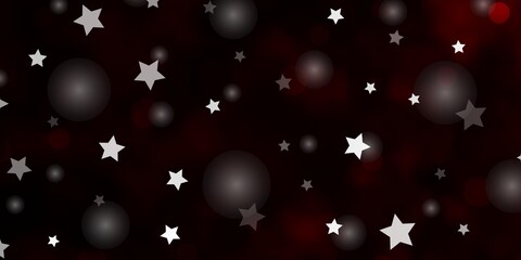 Dark Red vector texture with circles, stars. Colorful disks, stars on simple gradient background. Pattern for trendy fabric, wallpapers.