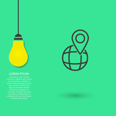 Globe map vector icon , lorem ipsum Flat design