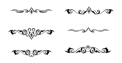 Heraldic vintage pattern. Black ornament in rich victorian style retro geometric twists on white background vintage baroque and renaissance graphic art elegant floral vector swirls.