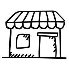 
A commercial building, icon of shop in doodle design
