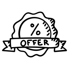 
Special shopping offer banner icon in doodle style 
