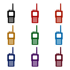 Walkie talkie icon, color set