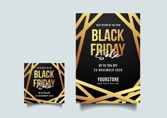 Black friday social media and a4 flyer vector template