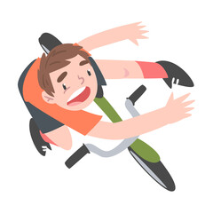 Frightened Boy Falling Down from Bike, Traumatic Accident, Health Risk, Pain, Injury Cartoon Style Vector Illustration