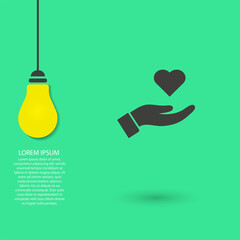 Heart in hand icon vector , lorem ipsum Flat design