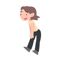 Happy Little Girl Having Fun Cartoon Style Vector Illustration on White Background